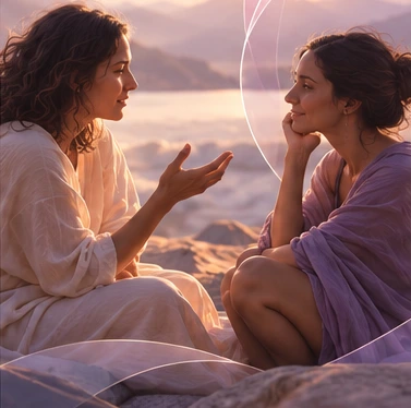 Duas mulheres em uma conversa atenta